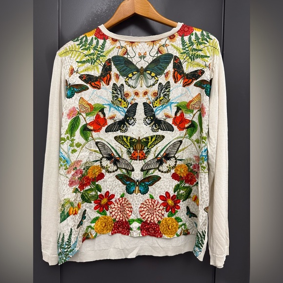 Johnny Was Cream Cashmere & Silk Crew Neck Sweater - Picture 1 of 4